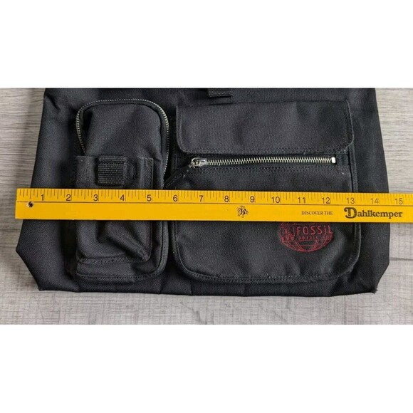 Fossil F/54 Y2K Natural Canvas Leather Strap Messenger Black - Picture 12 of 13